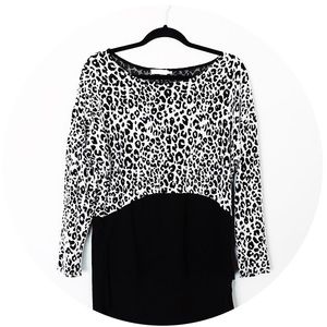 Blu Pepper Cheetah/Black Sheer top S NEW